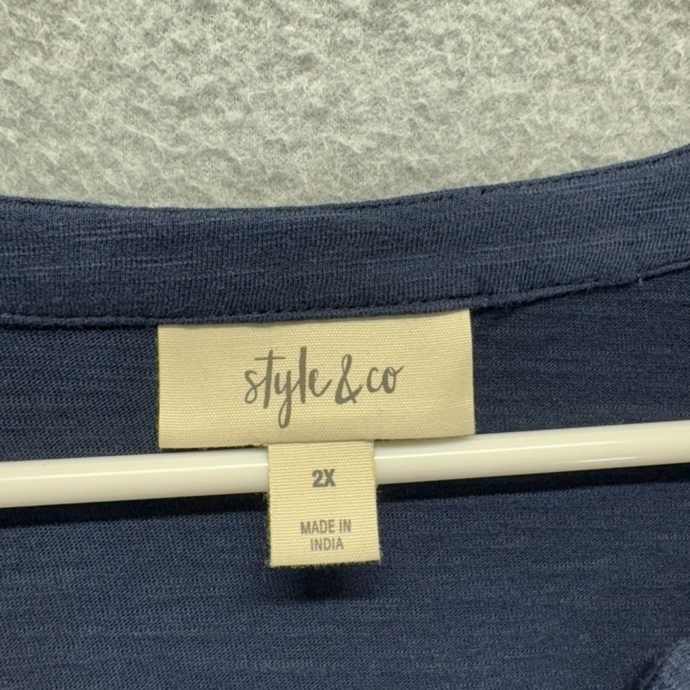 Style & Co. Shirt Womens‎ 2X Blue Long Sleeve Loose Fit Knit Modern New - Picture 5 of 10
